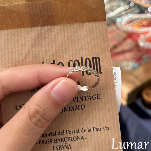 S925纯银复古旧做小皱菊花朵戒指
