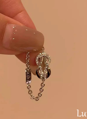 S925纯银中古微镶锆石八字扣戒指