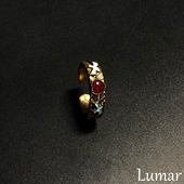 S925纯银油画风蓝色飞鸟爱心戒指女轻奢小众设计复古宫廷风食指戒