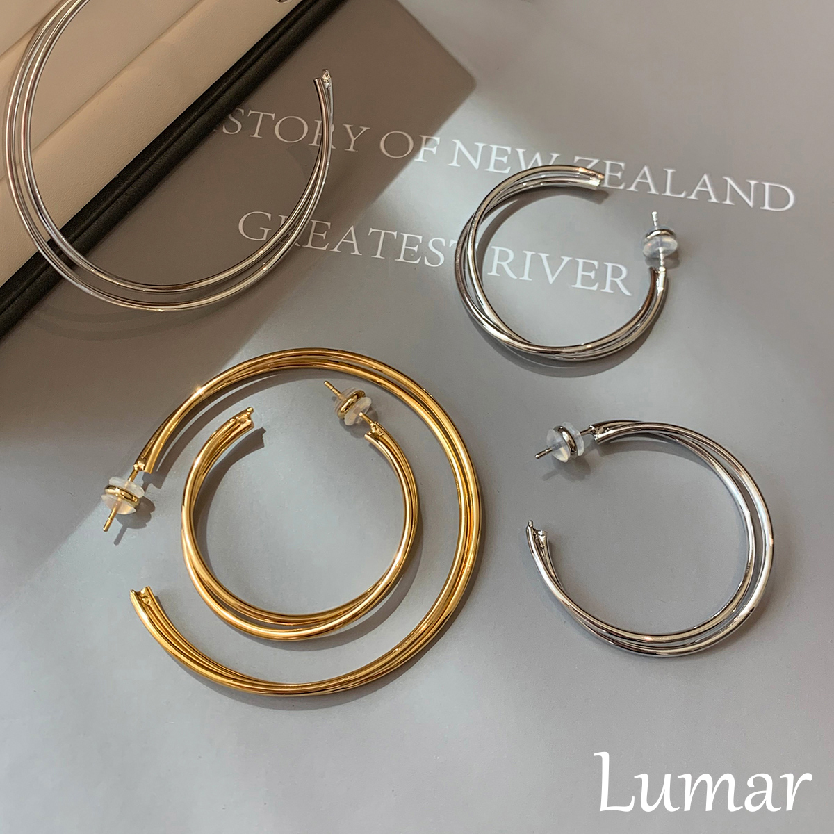 S925纯银金属交叉耳圈耳环女小众