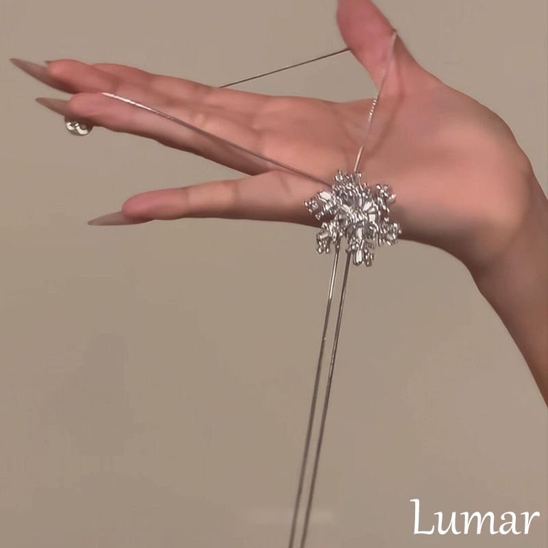 S925纯银旋转锆石雪花流苏项链女