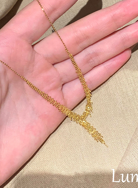 S925纯银金色麦穗流苏项链女2025