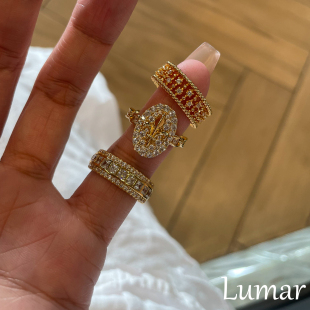 S925纯银超闪椰圆鸢尾花排钻戒指女小众设计轻奢高级感气质食指戒