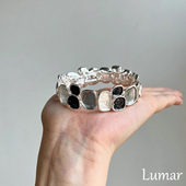 S925纯银不规则几何方形手镯女款 轻奢小众复古油画风手环 2026新款