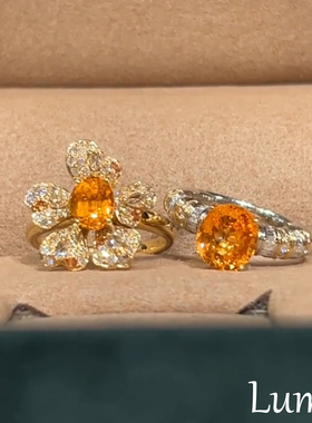 S925纯银爆闪太阳花宝石花朵戒指