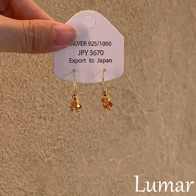 S925银复古几何水晶串珠流苏耳环