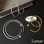 小众设计感ins个性 S925纯银法式 复古素圈耳环女2025新款 百搭耳圈