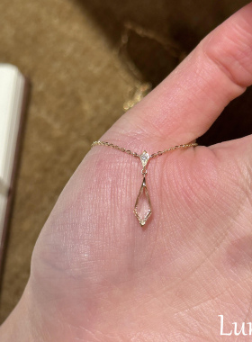 S925纯银菱形水滴闪钻项链高级感
