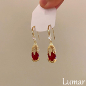 S925银新中式 闪钻貔貅水滴耳环2026马年本命年气质新年跨年耳饰女