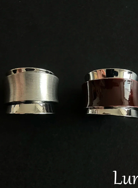 纯银冷淡风银色拉丝磨砂双层戒指