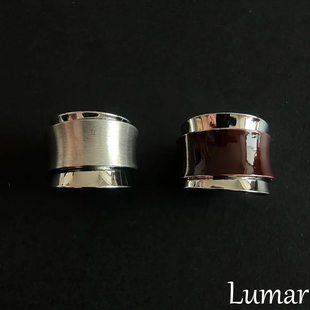 S925纯银冷淡风银色拉丝磨砂双层戒指女轻奢高级感红色滴油食指戒