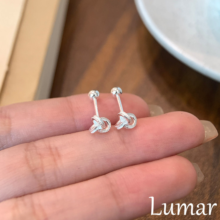 S925纯银如意同心结螺丝耳钉女轻奢小众设计感养耳洞睡觉免摘耳环,饰品/流行首饰/时尚饰品新,耳钉,淘宝优惠券,粉丝福利购,淘宝优惠卷