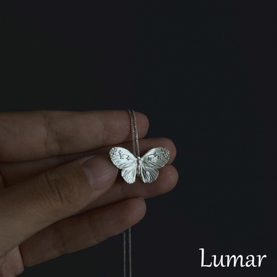 S925纯银立体满天星蝴蝶项链女款