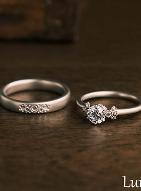 S925银莫桑钻雪花印章素圈戒指女