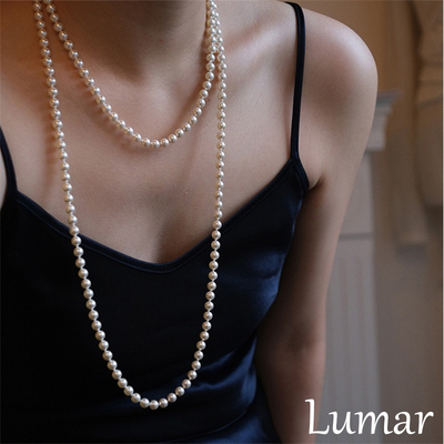 S925纯银施家正圆多层珍珠项链女