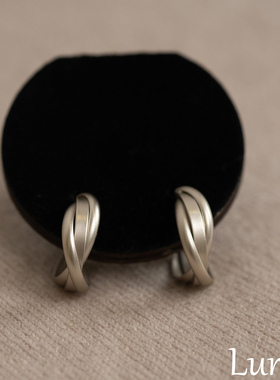 S925银复古旧做几何交叉无耳洞耳夹女2026新款高级高气质耳圈耳饰