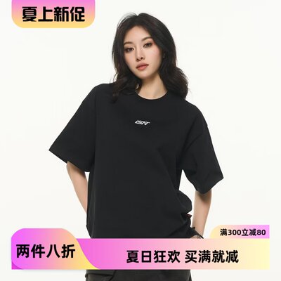 夏季潮重磅纯棉宽松情侣男女短袖