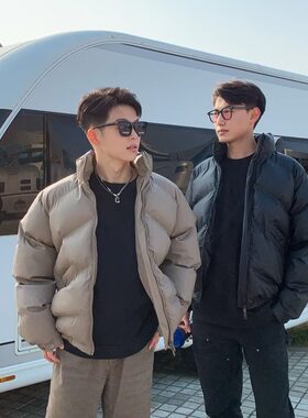 冬加厚保暖情侣宽松纯色棉服棉衣