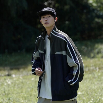 春秋运动教练男防水夹克宽松外套
