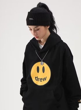 INFORMER重磅纯棉连帽卫衣秋冬加绒笑脸男女情侣大码宽松外套小众