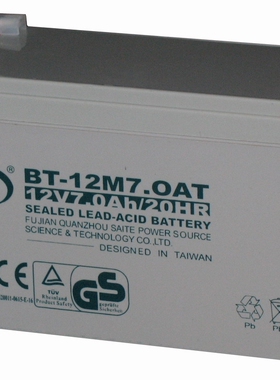 赛特蓄电池BT-12M7.0AT(12V7Ah/20HR)门禁、UPS电源1-3K标机专用