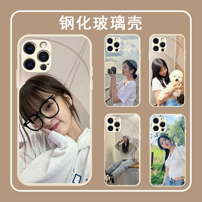 ive安宥真Yujin少女kpop女团来图定制新款韩适用苹果vivo华为OPPO小米黑色透明直边古董白软壳钢化玻璃手机壳