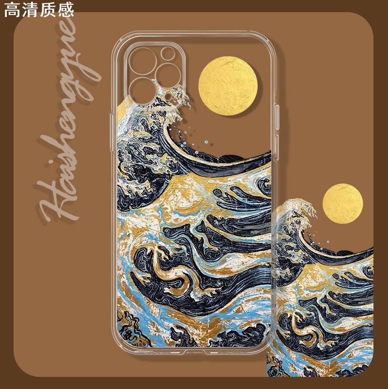 油画海上生明月适用iPhone13苹果14华为nova8/p30荣耀50手机保护壳xr小米12红米note11艺术vivos10个性oppore