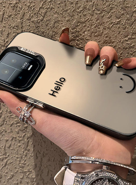 Hello笑脸适用小米14pro手机壳小米13男女12Ultra磨砂彩银10S防摔新款12pro创意小众11pro全包高级保护套