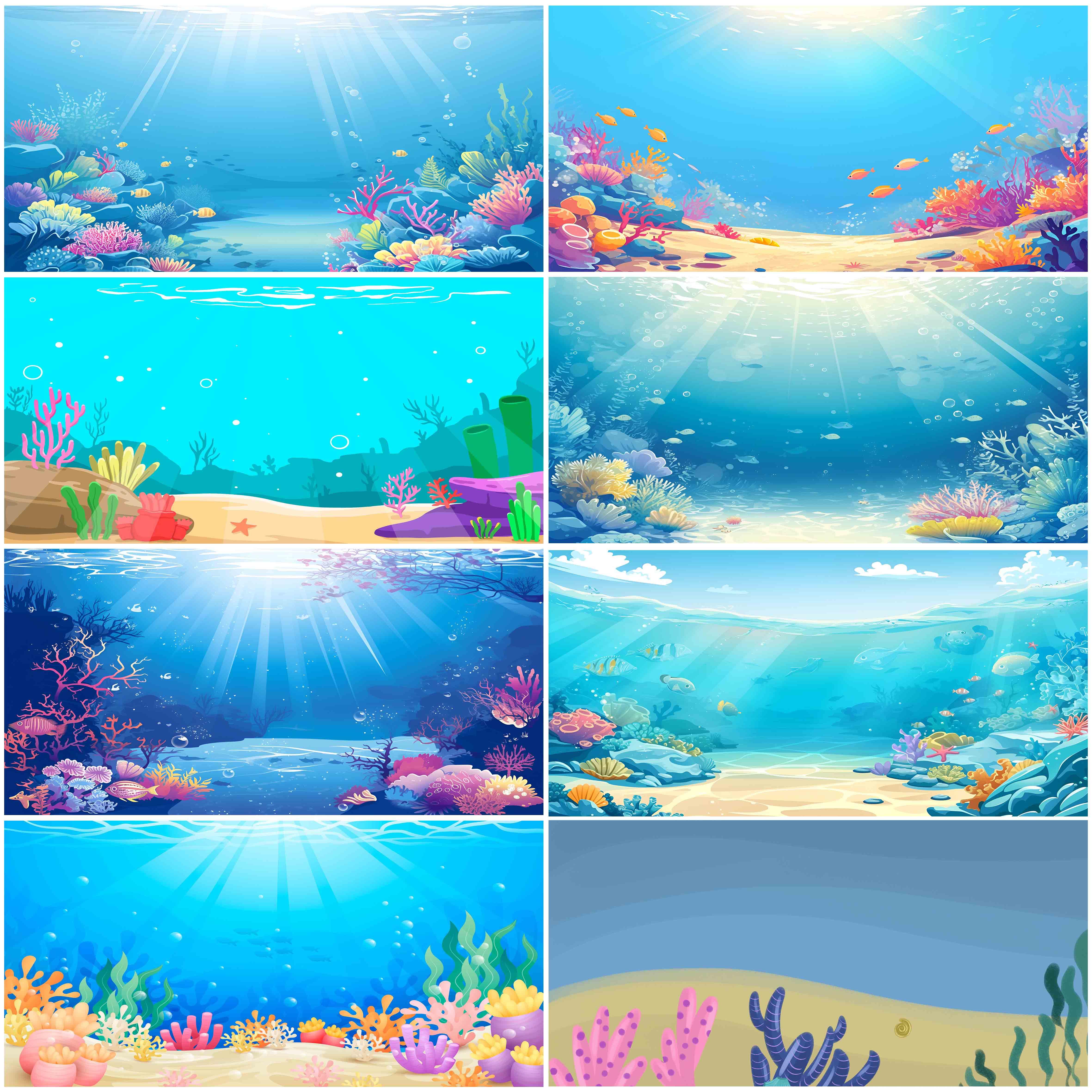 鱼缸背景贴纸梦幻海底世界水族箱造景装饰贴水草缸外自粘贴画定制图片