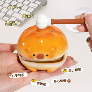 『麦香咚咚』可爱小木鱼解压玩具工位情绪稳定神器桌面装饰品摆件