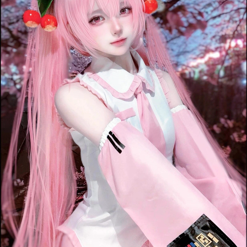 初音cos服樱花粉色未来cosplay服图片