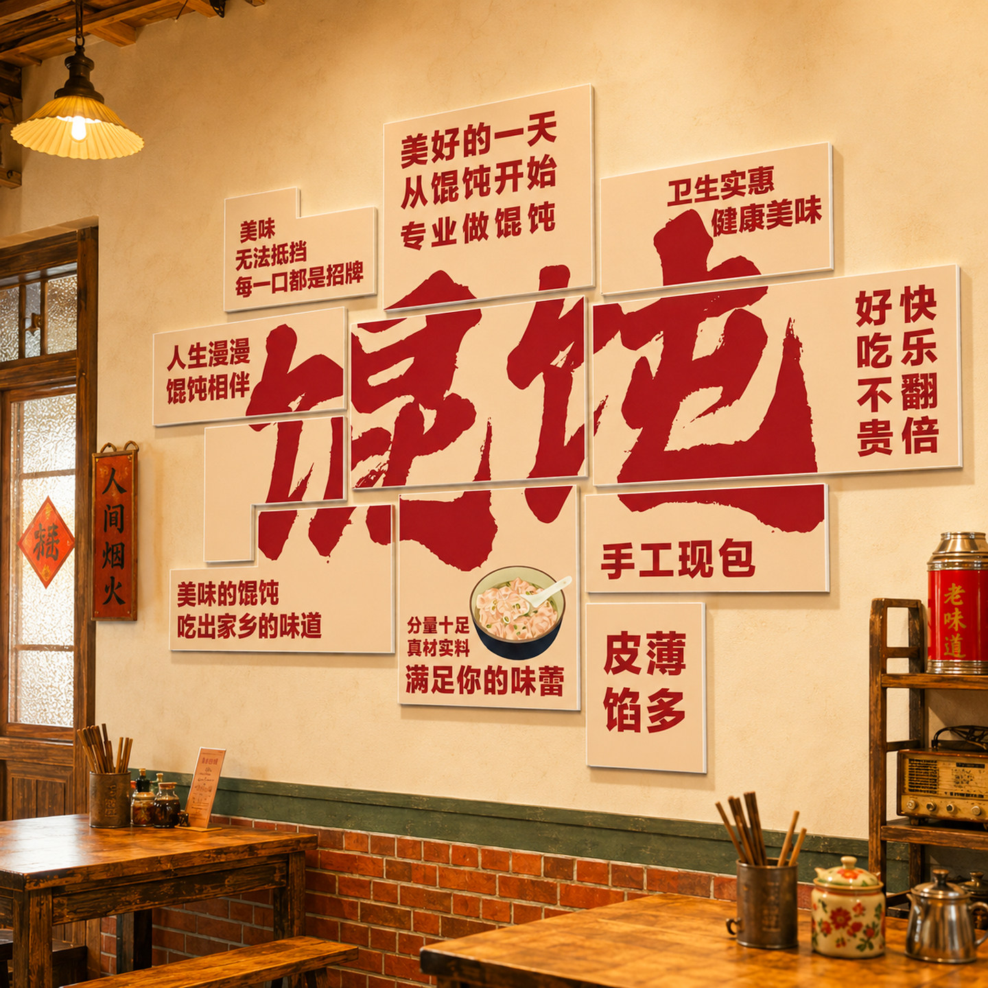 【网红餐饮店创意标语文化墙贴】