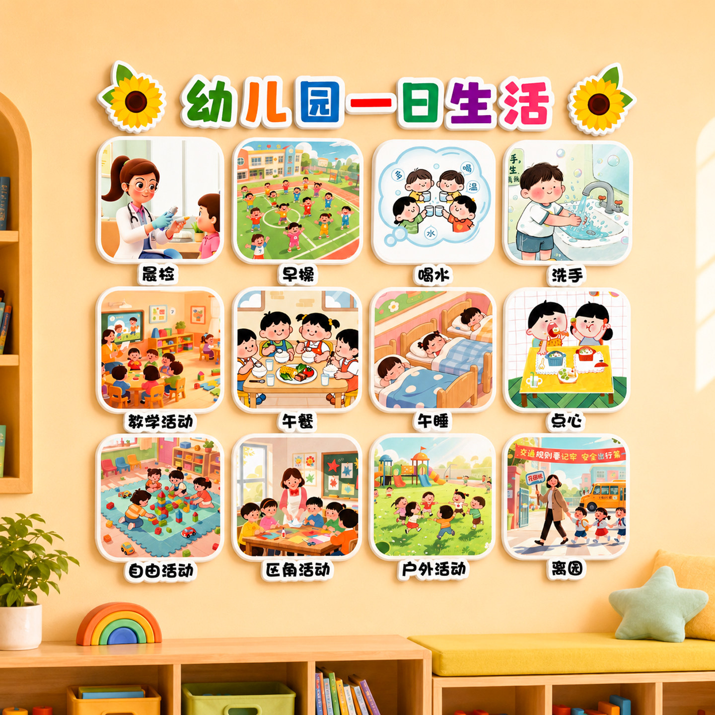 【幼儿园一日生活流程图】装饰画