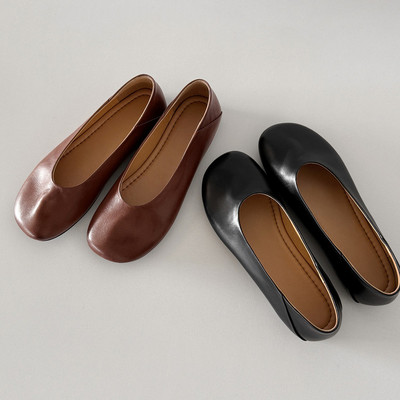 平底TPR(牛筋）头层猪皮耐磨青年浅口单鞋