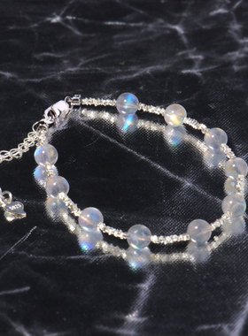 【流云府】灰月光拉长石满天星手链纯银手串纯银扣头2025新款手链