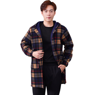 男士绒面罩衣成人长袖加绒加厚保暖加肥外套工作服劳保大褂围裙冬