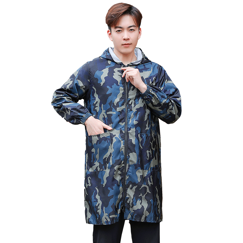 加長(zhǎng)防水罩衣時(shí)尚大褂家用廚房工作服男女工裝薄款外套長(zhǎng)袖圍裙
