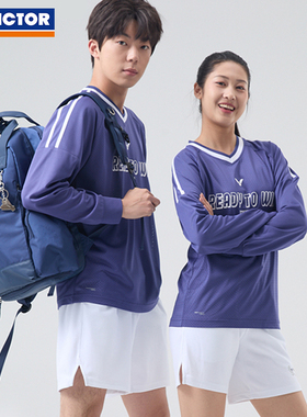 VICTOR胜利威克多羽毛球服男女款运动易干休闲舒适长袖T恤T-55102