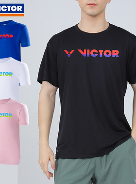 正品victor胜利羽毛球服男运动衣易干威克多女款夏季宽松T-49001