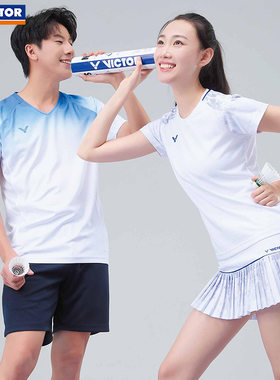 VICTOR胜利威克多羽毛球服男女舒适针织运动套装T恤短裤TR-60023