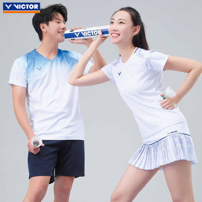 VICTOR胜利威克多羽毛球服男女舒适针织运动套装T恤短裤TR-60023
