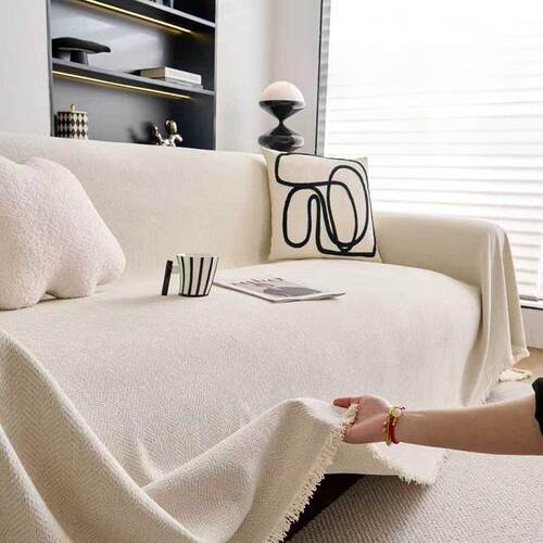 纯色雪尼尔流苏花边亲肤沙发巾
