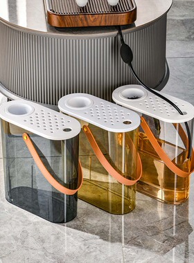 茶水桶废水桶干湿分离茶台桌专家用接水桶新矮款透明大号容量方形