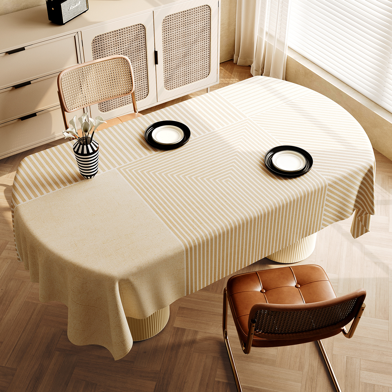 诧寂风椭圆形餐桌布茶几垫