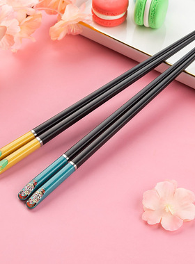 日式合金筷子家用高档耐高温一人一筷高档防滑情侣两双装专人专用