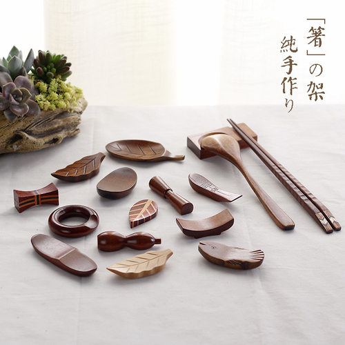 日式筷托勺托酒店餐厅用精致天然原木托架家用创意可爱中式筷子架 - 封面