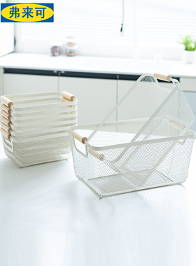 收纳篮筐杂物铁艺浴室床头桌面厨房水果储物家用儿童玩具储物零食