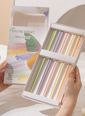 陶瓷筷子多巴胺色高颜值家用防滑耐高温分餐一人一筷高档骨瓷快子