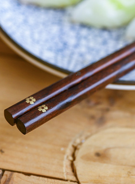 高端实木筷子防滑耐高温高档家用精致酒店日式无漆无蜡木质原木筷