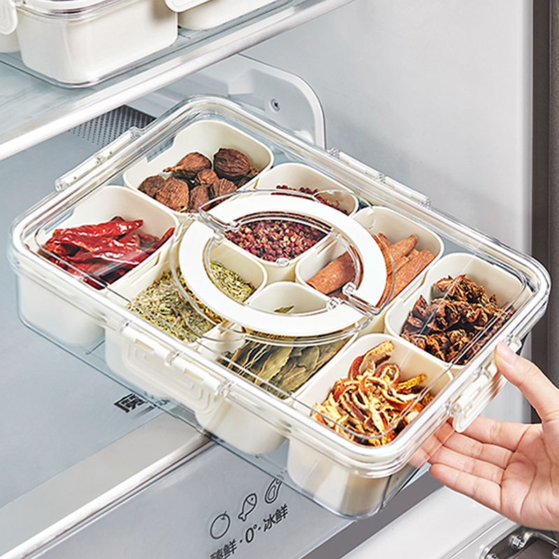 厨房大料干香料分格密封罐八角花椒调料桂皮香叶收纳盒食品级家用